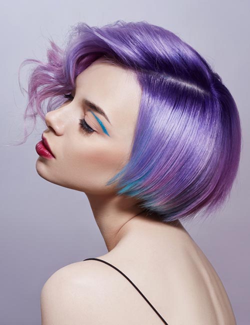 Purple dimensional with a bit of blue galaxy hair color