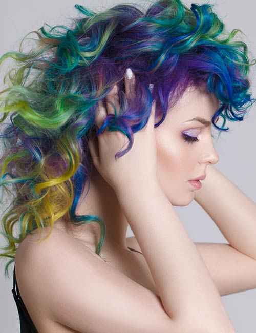 Rainbow galaxy hair color