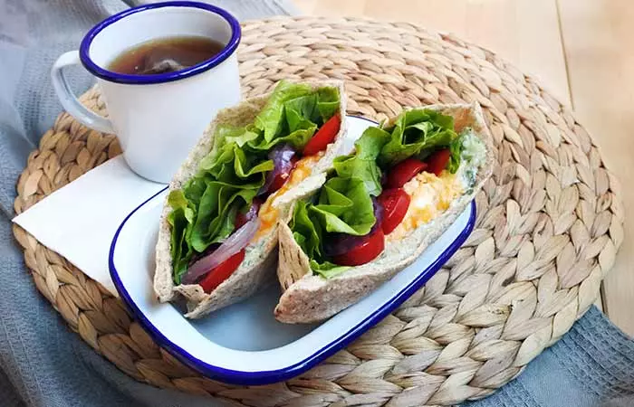 Scrambles Eggs In Pita Bread