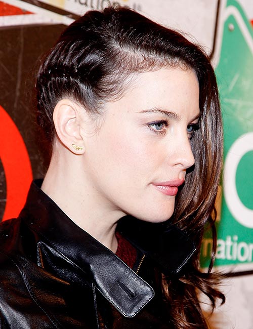 Side-swept hair with braided faux undercut