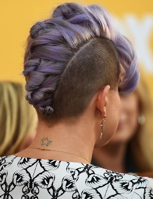 Intricate twisted braid with shaved sides