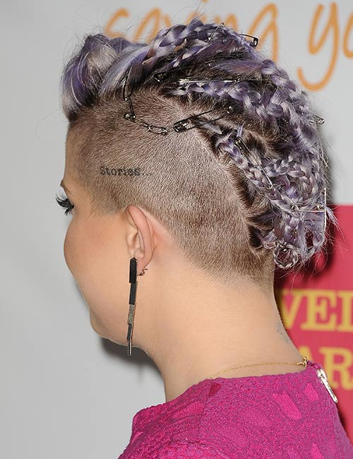 Multiple mohawk braids with shaved sides