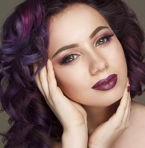 Light and dark purple hair highlights