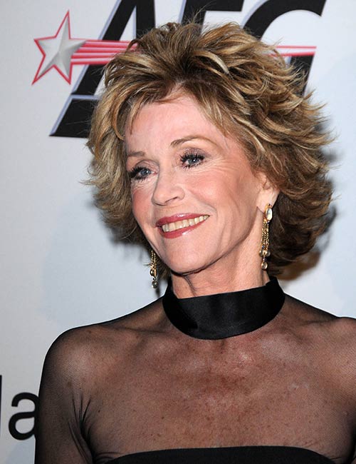 Jane Fonda rocking a light spiky hairstyle