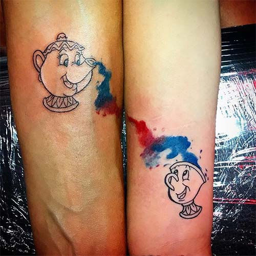 Mother and daughter matching Disney tattoos