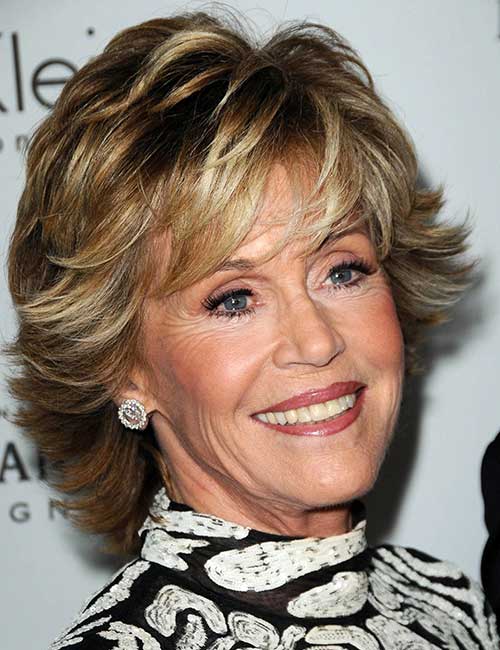 Jane Fonda flaunting her side swept bangs