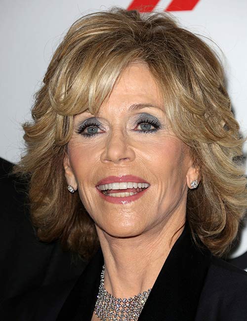 Acconciatura con frangia morbida di Jane Fonda