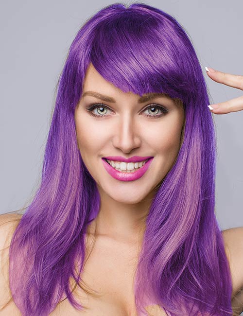 Cheveux violets super brillants