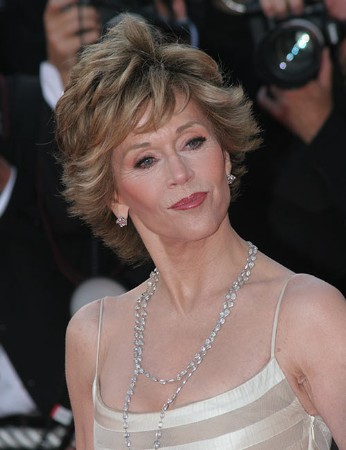 Jane Fonda in a shag haircut with upturned ends
