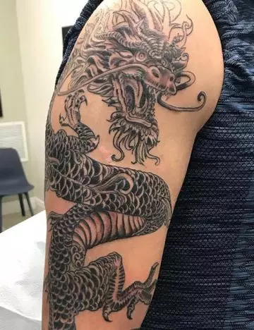 Japanese black and gray dragon tattoo design