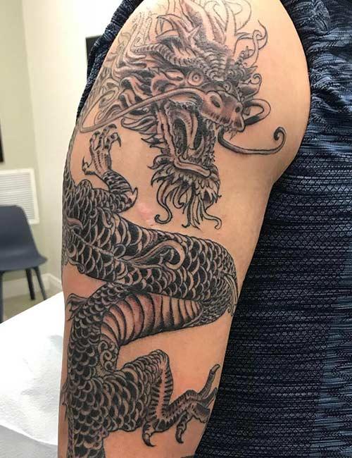 Twin Japanese Dragons Tattoo