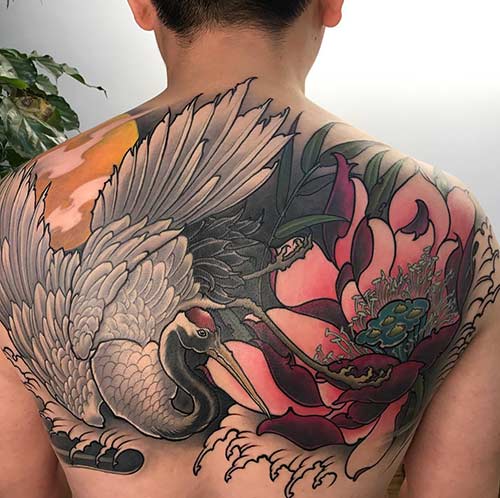 Japanese crane tattoo design