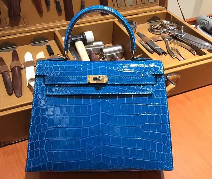 Blue Crocodile Hermes Birkin bag is an expensive luxurious designer handbag