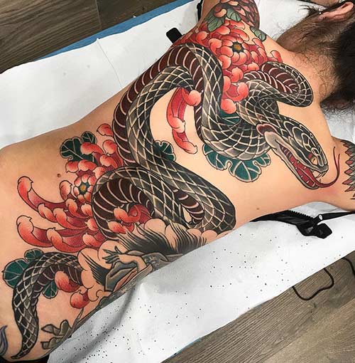 9. Japanese Snake Tattoo