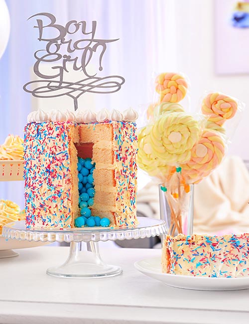 Bake the cake as a gender reveal idea