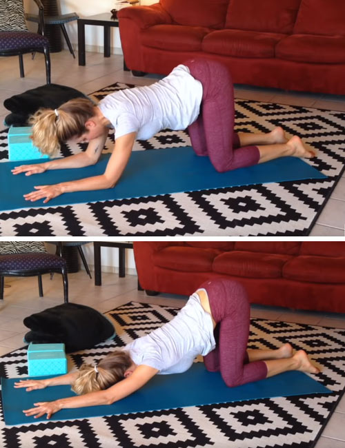 Kegel puppy pose stretch exercise