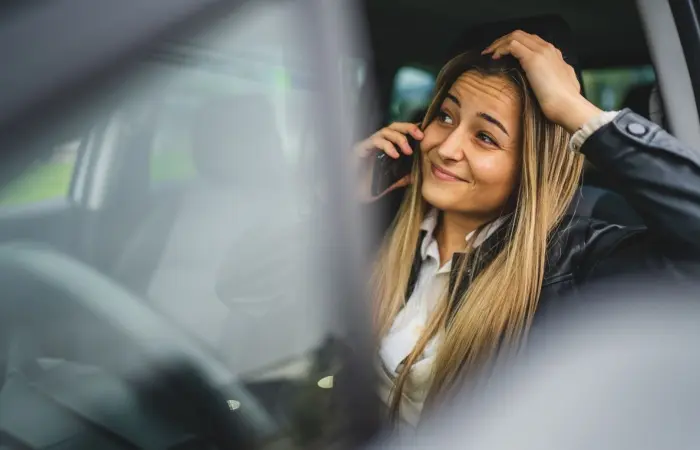 A woman making excuses for being late