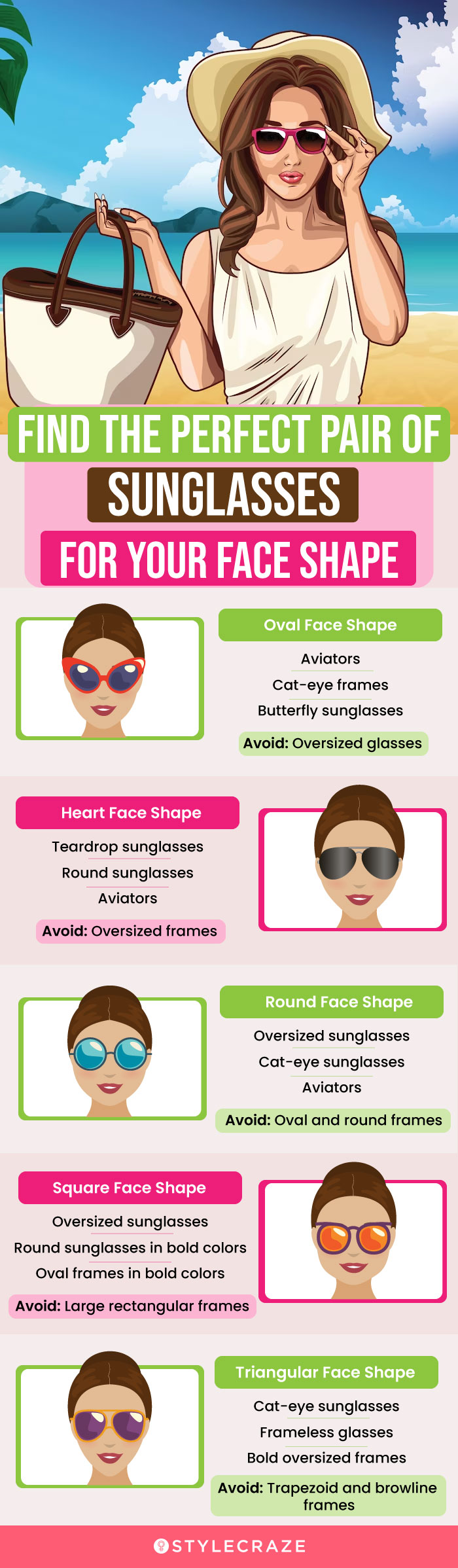 find the perfect pair of sunglasses for your face shape (infographic)