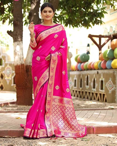 Details about   Indian Women's Banarasi Cotton Silk Saree Blouse Traditional Festive Wear Sari