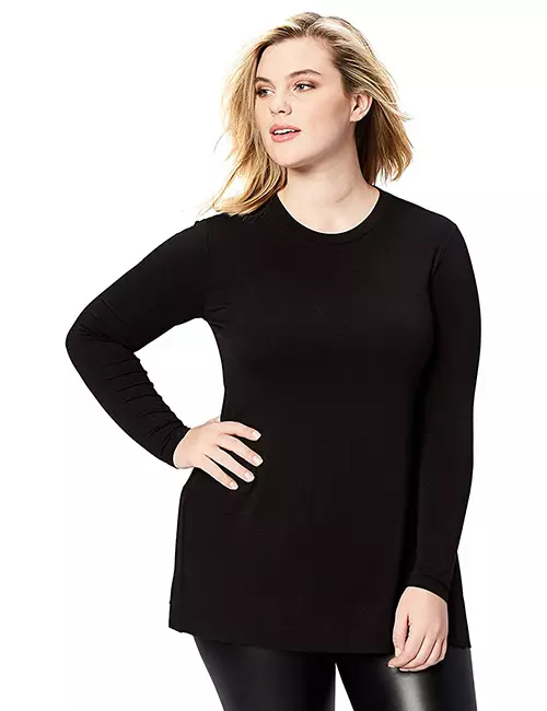 Daily Ritual Women's Long-Sleeve Split-Hem Plus Size Tunic Top