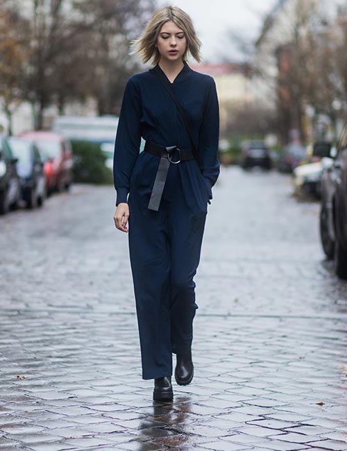 Deep Blue Velvet Jumpsuit