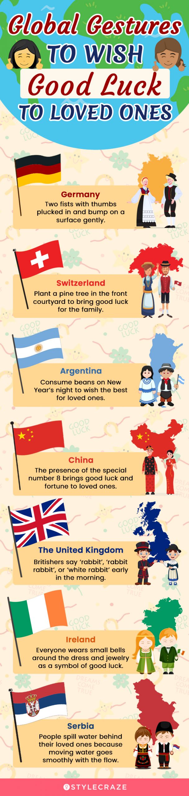 global gestures to wish good luck to loved ones (infographic)