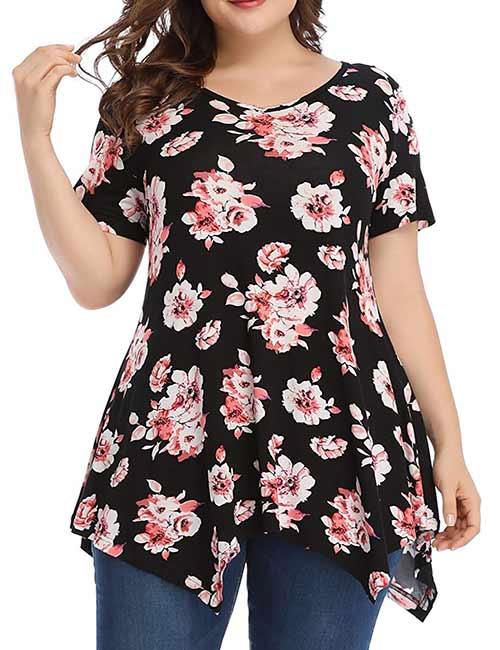 LARACE 여성 캐주얼 V넥 튜닉 탑