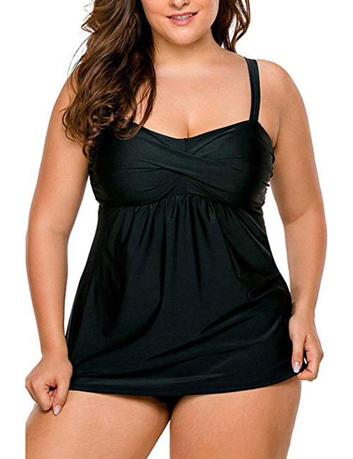 Lalagen Women's Plus-Size Two-Piece Tankini Bikini Set