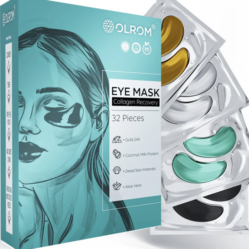 Olrom Collagen Recovery Eye Mask (Gold 24K, Dead Sea Minerals, Coconut Milk Protein, Aloe Vera)