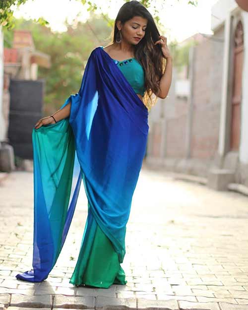 Ombre effect saree