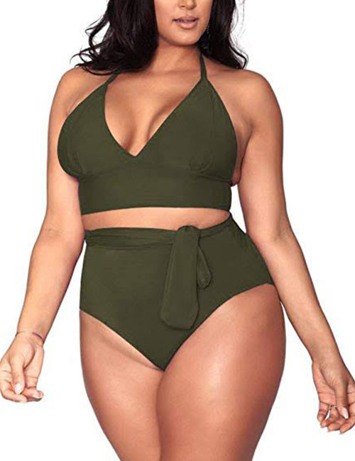 Sovoyontee Women's Plus-Size High Waisted Tummy Control Bikini