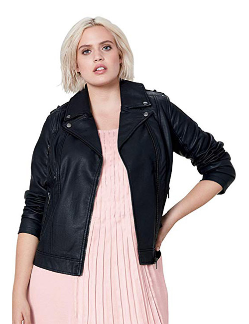 Ellos Women's Plus Size Faux-Leather Moto Jacket