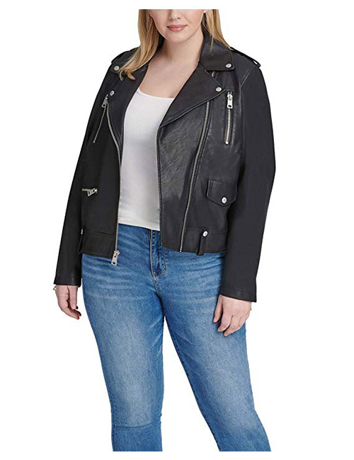 Levi's Women's Plus Size Faux Leather Contemporary Asymmetrical Motorcycle Jacket