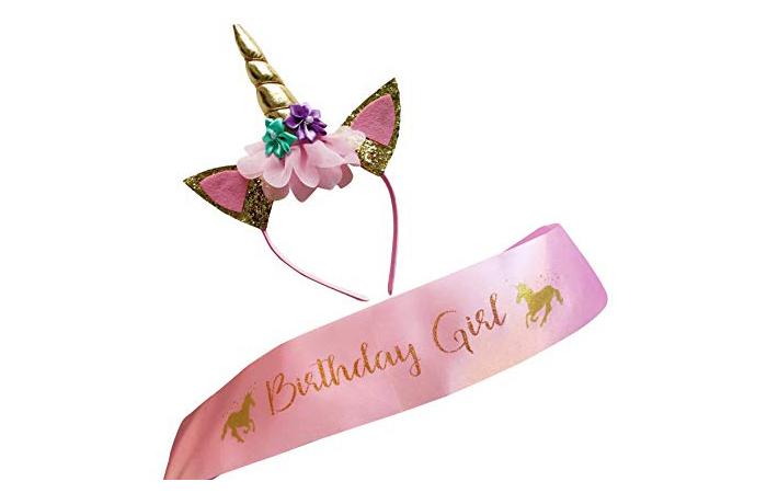 Marvs Store Unicorn Tiara And Birthday Girl Sash