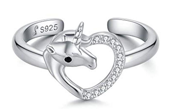 Presentski Heart Unicorn Open Ring