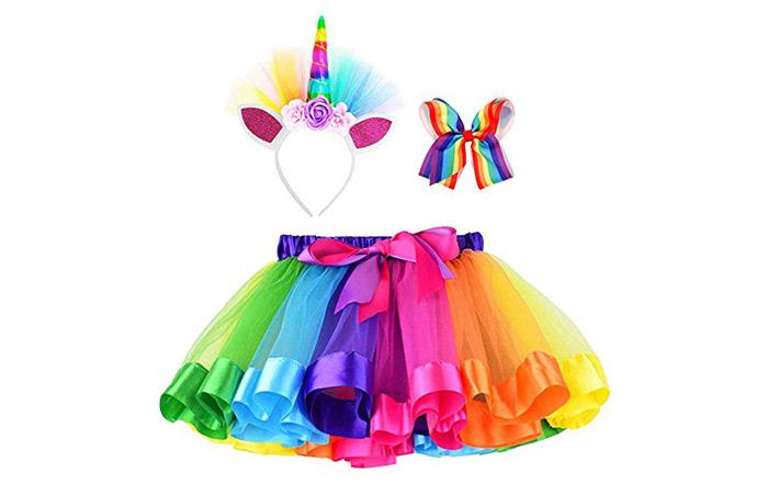 Simplicity Girls Unicorn Tutu Skirt With Headband And Hair Bow