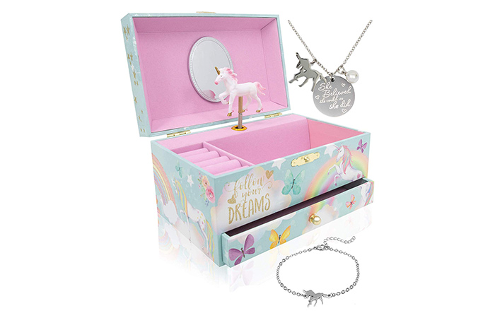 The Memory Building Unicorn Music box And Jewelry Set For Girls