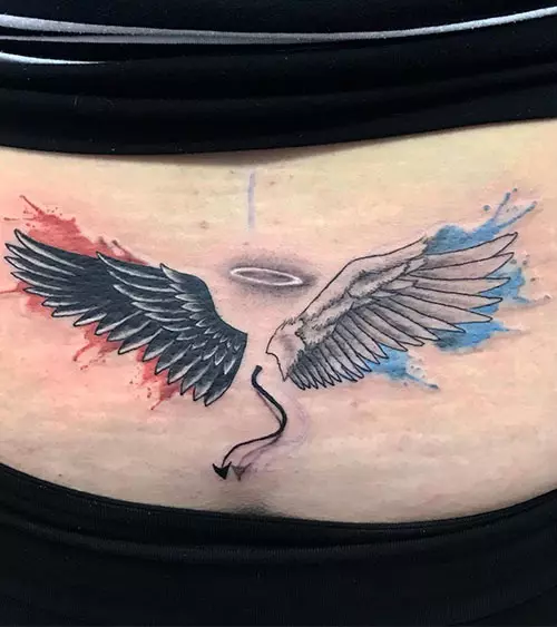 Angel and demon wing tattoo design