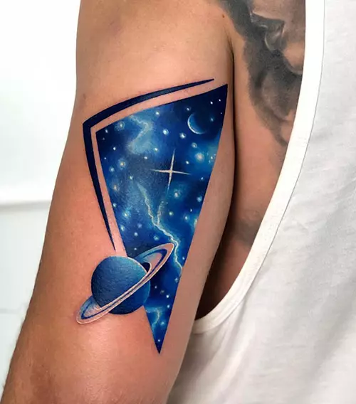 Blue space tattoo