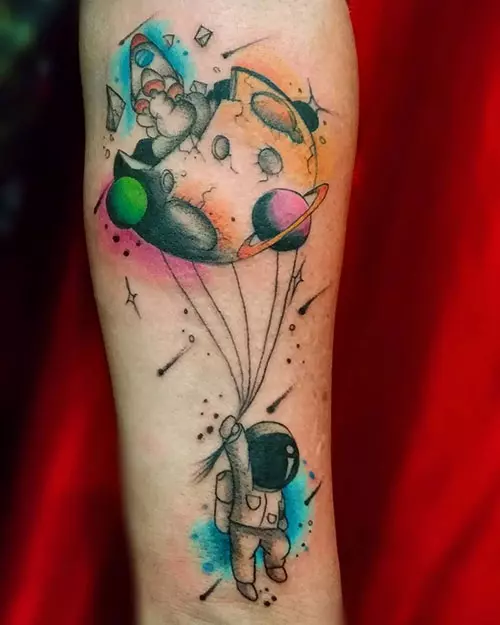 Colorful space tattoo