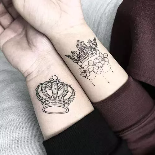 King and queen tattoos with crowns