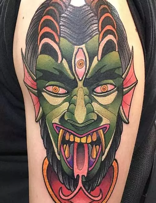 Demon bicep tattoo design