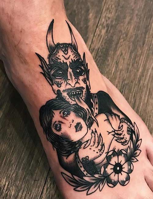 Demon foot tattoo design