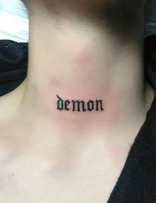 Demon neck tattoo design