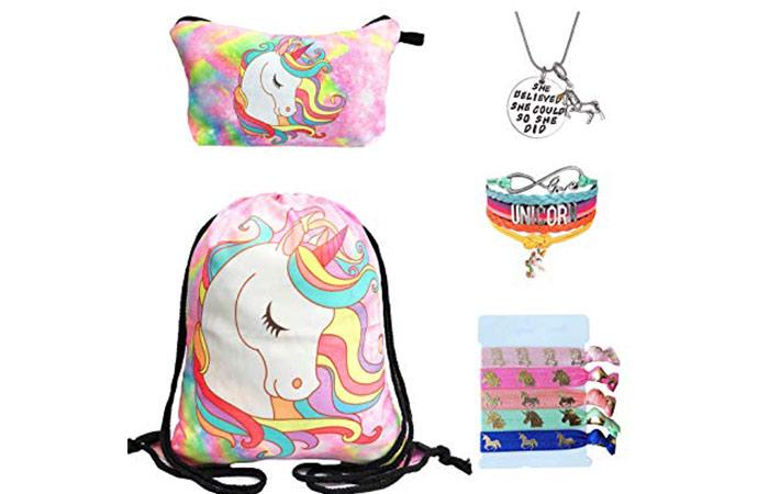 Doctor Unicorn Drawstring Backpack With Makeup Bag