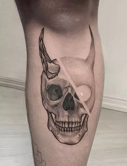 Dotted demon knee tattoo design