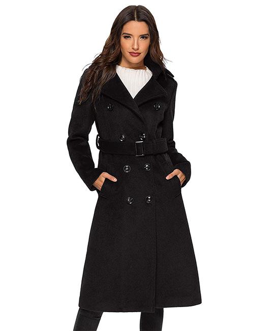 Escalier Wool Double-Breasted Trench Coat