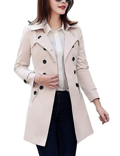 Farvalue Classic Belted Lapel Trench Coat