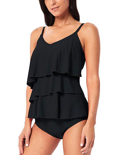 HAIVIDO V-Neck Ruffle Bathing Suit