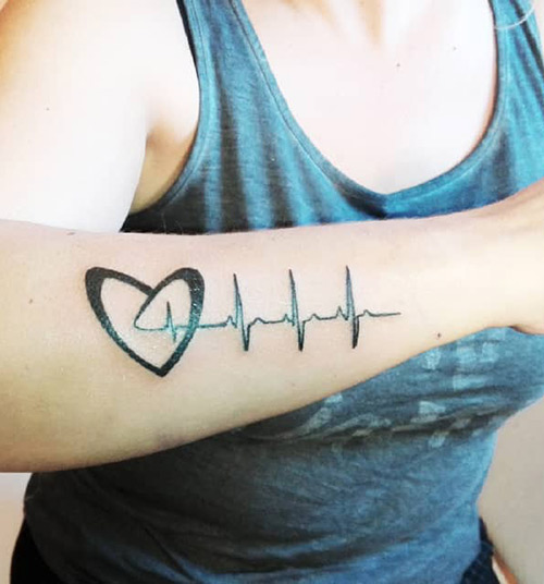 Heartbeat love tattoo design